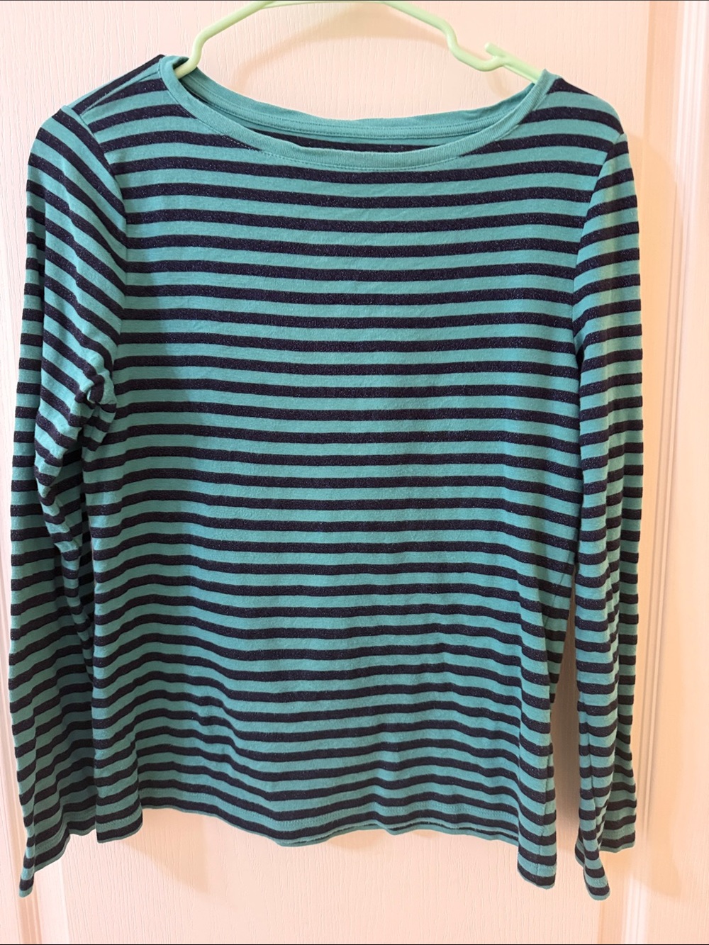 Talbots Teal and Navy Striped Long Sleeve Tee